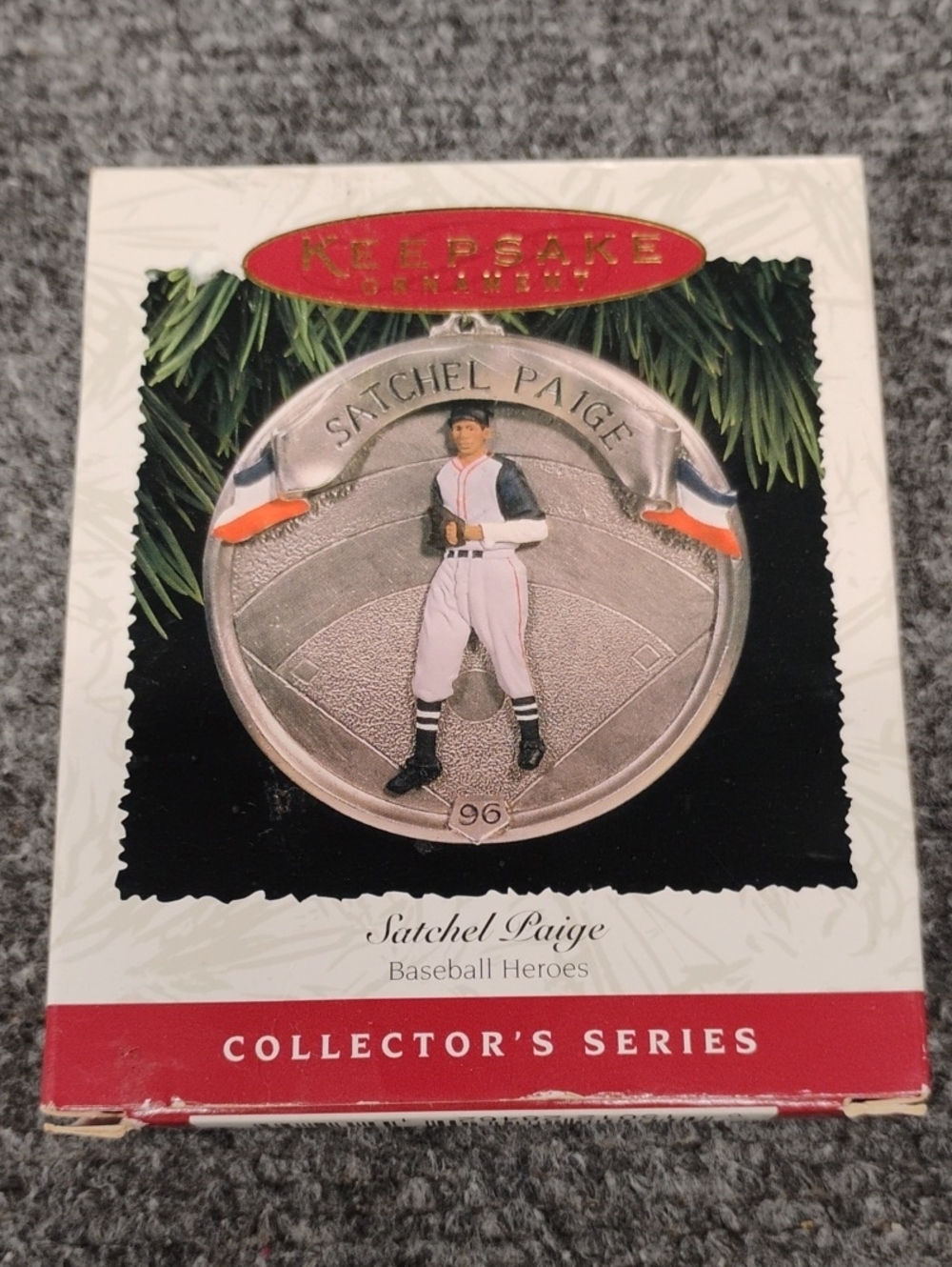 Hallmark Red and White Keepsake Ornament. Vintage. NIB.. Satchel Paige
